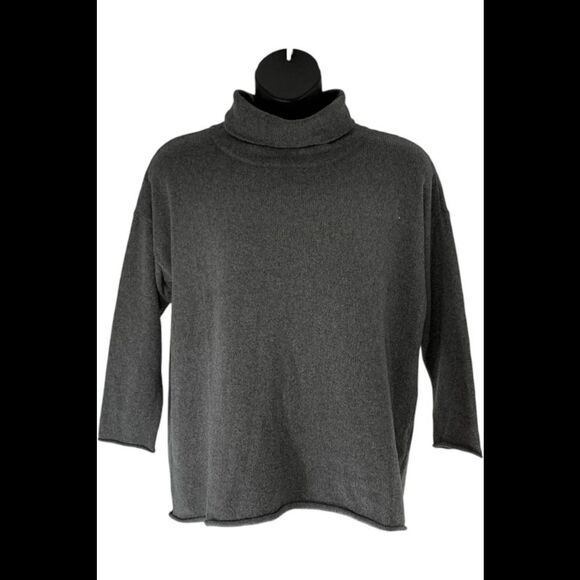 Eileen Fisher Organic Cashmere Turtleneck Long Sleeve Sweater Ash - Regular